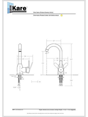 Stil Mix Gold Lavabo Bataryası (Kısa Borulu)