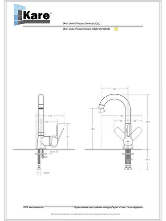 İnci Mix  Gold Lavabo Bataryası (Kısa Borulu)