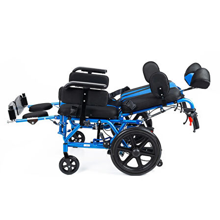 Comfort Plus Yetişkin Tekerlekli Sandalye | Yatarlı ve Tilt Özellikli, Göğüs ve Bacak Destekli, File Kumaş Döşemeli DY01958LBCJ-44 CP