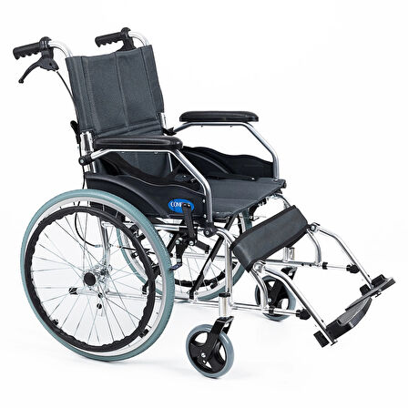 Comfort Plus Tekerlekli Sandalye Füme | Eloksal Kaplı Alüminyum Şase, Kompakt Katlanabilir Yapı, Refakatçi Frenli, KY863LAJ-A20