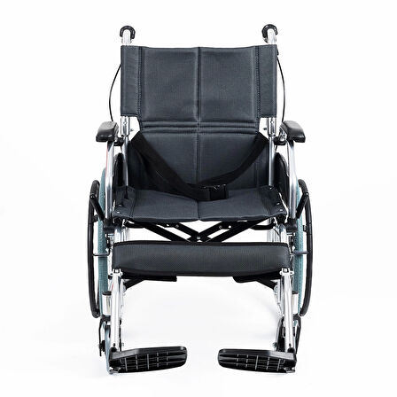 Comfort Plus Tekerlekli Sandalye Füme | Eloksal Kaplı Alüminyum Şase, Kompakt Katlanabilir Yapı, Refakatçi Frenli, KY863LAJ-A20