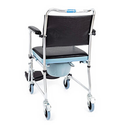 Comfort Plus Tuvaletli Tekerlekli Sandalye | Nikelaj Kaplama Çelik Şase, Ayarlanabilir Ayaklık KY689