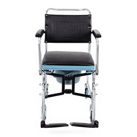Comfort Plus Tuvaletli Tekerlekli Sandalye | Nikelaj Kaplama Çelik Şase, Ayarlanabilir Ayaklık KY689