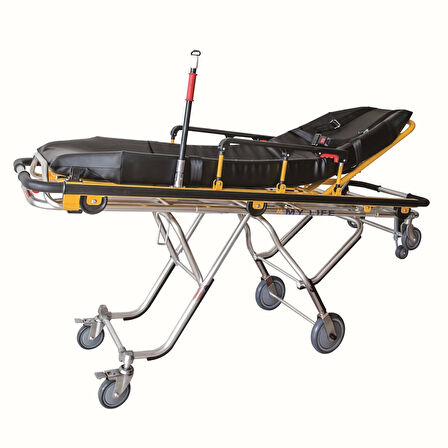 Comfort Plus Ambulans Sedyesi | Siyah Döşemeli, Katlanabilir ve Taşınabilir Acil Müdahale Sedyesi