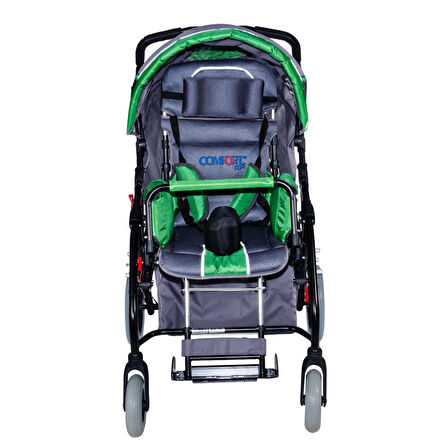 Comfort Plus Engelli Puseti Yeşil | Alüminyum Şase, İki Yönlü Ayarlanabilir Koltuk, 40 cm Oturum Genişliği, DM-8001 BUGGY