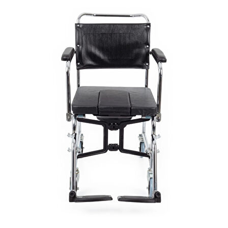 Comfort Plus Tuvaletli Tekerlekli Sandalye | Önden Sürgülü Tuvalet Aparatı, Nikelaj Kaplama KY689U