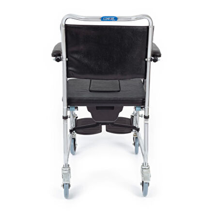 Comfort Plus Tuvaletli Tekerlekli Sandalye | Önden Sürgülü Tuvalet Aparatı, Nikelaj Kaplama KY689U