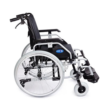 Comfort Plus Tekerlekli Sandalye | Hafif Alüminyum Gövde, Quick Release Tekerlekli, Ayarlanabilir Oturma ve Sırt Gergili DM-Strong 45 cm