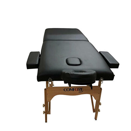 Comfort Plus Masaj Masası Siyah | Ahşap Ayaklı, Ayarlanabilir Yükseklik, Taşıma Çantalı GM-201