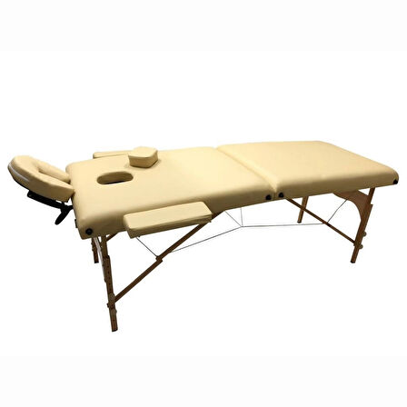 Comfort Plus Masaj Masası Bej | Ahşap Ayaklı, Ayarlanabilir Yükseklik, Taşıma Çantalı GM-201