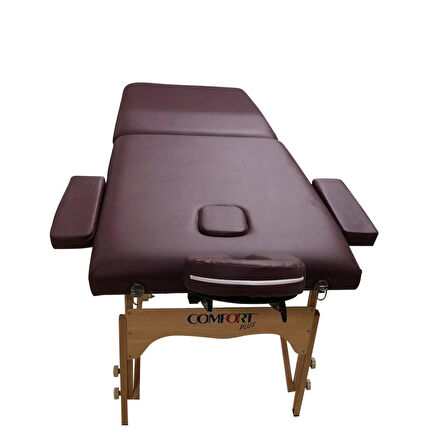 Comfort Plus Masaj Masası Bordo | Ahşap Ayaklı, Ayarlanabilir Yükseklik, Taşıma Çantalı GM-201