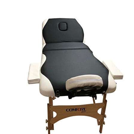 Comfort Plus Masaj Masası Siyah&Beyaz | Ahşap Ayaklı, Ayarlanabilir Yükseklik, Taşıma Çantalı GM-305