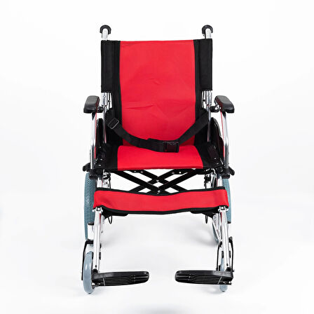 Comfort Plus Transfer Tekerlekli Sandalye Kırmızı | Eloksal Kaplı Alüminyum Şase, Katlanabilir Yapı, Refakatçi Frenli, KY863LABJ-A12