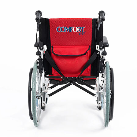 Comfort Plus Tekerlekli Sandalye Kırmızı | Eloksal Kaplı Alüminyum Şase, Katlanabilir Kompakt Yapı, Refakatçi Frenli, KY863LAJ-A20