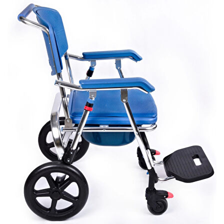 Comfort Plus Banyo ve Tuvalet Tekerlekli Sandalye | Katlanabilir Alüminyum Şase, Hafif Tasarım DM-70