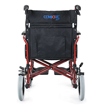 Comfort Plus Transfer Tekerlekli Sandalye Bordo | 50 cm Oturma Genişliği, Alüminyum Gövde, Katlanabilir Sırtlı DM-337