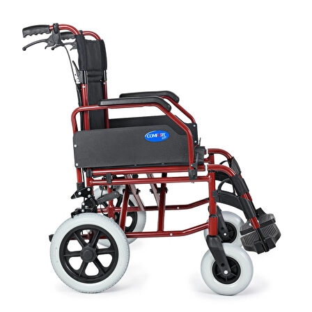 Comfort Plus Transfer Tekerlekli Sandalye Bordo | 50 cm Oturma Genişliği, Alüminyum Gövde, Katlanabilir Sırtlı DM-337
