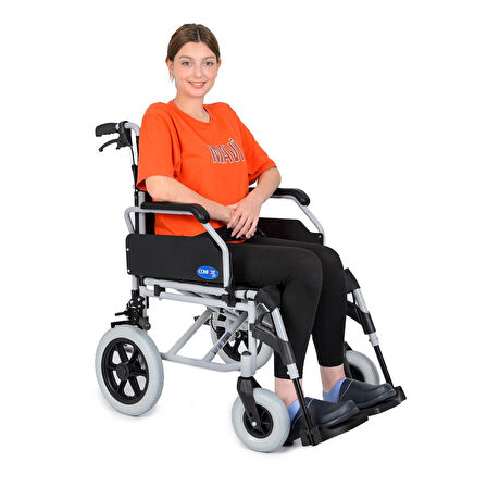 Comfort Plus Transfer Tekerlekli Sandalye Silver | 50 cm Oturum, Alüminyum Gövde, Katlanabilir Sırtlı DM-337