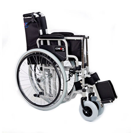 Comfort Plus Tekerlekli Sandalye | 60 cm Geniş Oturum, Çift Makaslı Çelik Şase, Refakatçi Frenli DM-312 Centro