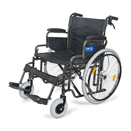 Comfort Plus Tekerlekli Sandalye Titanyum | 55 cm Geniş Oturum, Çift Makaslı Çelik Gövde, DM-312