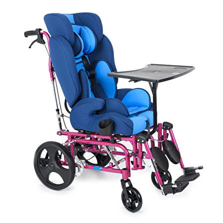 Comfort Plus Pediatrik Tekerlekli Sandalye | Yatarlı Sırt, Tilt Özelliği, Emniyet Kemeri ve Masa Dahil KY958LC-C-35