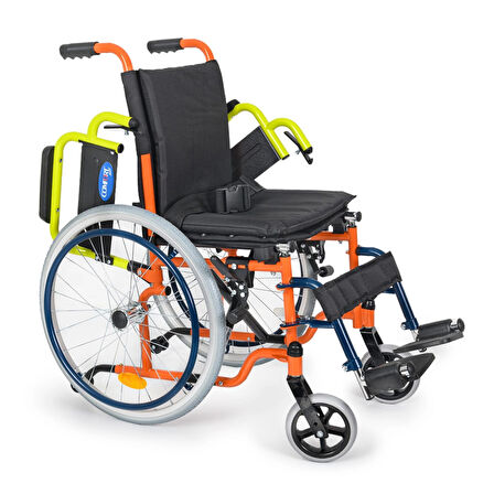 Comfort Plus Çocuk Tekerlekli Sandalye | 35 cm Oturum, Kompakt Çelik Şase, Anti-Tiper Güvenlikli DM-312 Kids