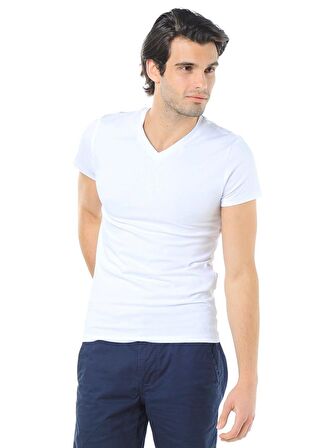 Mavi 061748-620 Erkek Stretch V Yaka T-Shırt Beyaz T-Shirt