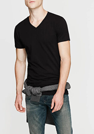Mavi 061748-900 Erkek Stretch V Yaka t-shirt Sıyah T-Shirt