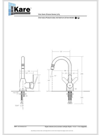 Stil Mix Lavabo (Kısa Borulu Oynar Perlatörlü) Siyah-Krom