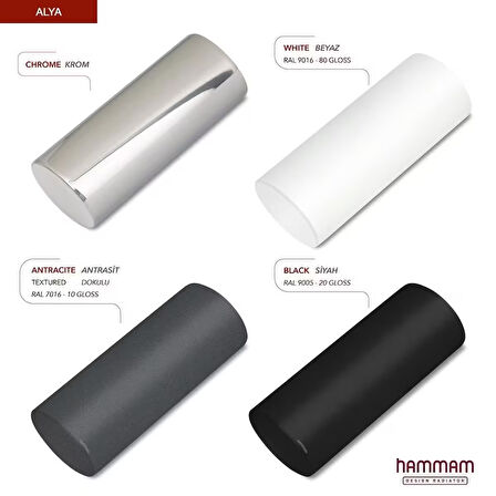 1118x500mm Alya Karbon Çelik Beyaz Havlupan 