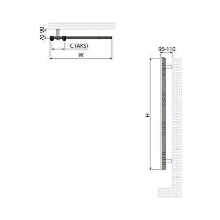 900x500mm Dorlion Karbon Çelik Krom Havlupan