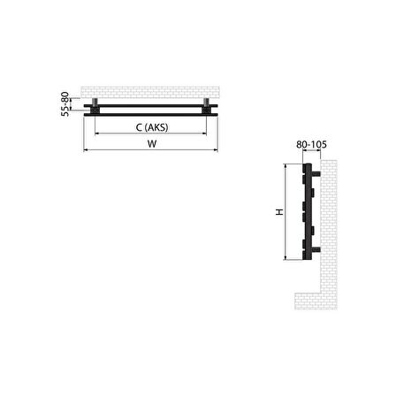 600x600mm Laris Paslanmaz Çelik Fırça Mat İnox Havlupan