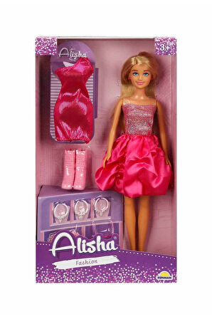 Alisha Gece Elbiseli Bebek Oyun Seti – Moda Tutkunları İçin Parıltılı Bir Dünya!