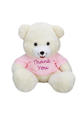 Sunman Beyaz Çocuk Peluş Oyuncak PELUŞ AYI OTURAN  THANK YOU 60CM
