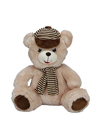 Şapkalı Atkılı Oturan Peluş Ayı 50 cm.