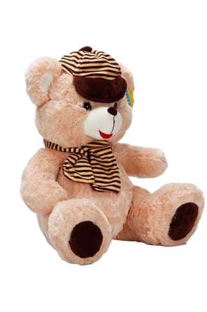 50 cm Şapkalı Atkılı Peluş Ayı - Yumuşacık Hediye