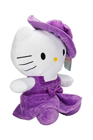 Özel Tasarım: Lisanslı Mor Hello Kitty Şapkalı Peluş 36cm.