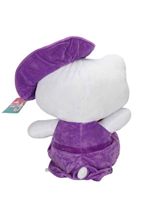 Özel Tasarım: Lisanslı Mor Hello Kitty Şapkalı Peluş 36cm.