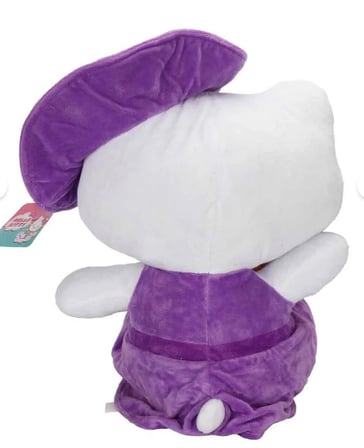 Peluş Hello Kitty Mor Şapkalı Elbiseli Fiyonklu Peluş 36 cm Pelüş