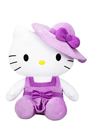 Mor Rengin En Sevimli Temsilcisi: Lisanslı Hello Kitty Şapkalı Peluş 50cm.