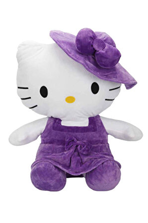 Mor Rengin En Sevimli Temsilcisi: Lisanslı Hello Kitty Şapkalı Peluş 50cm.