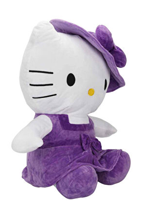 Mor Rengin En Sevimli Temsilcisi: Lisanslı Hello Kitty Şapkalı Peluş 50cm.
