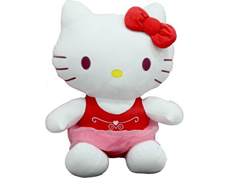 Peluş Hello Kitty Elbiseli Kurdeleli 50 cm