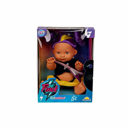 Punkçı Bebek Figürü 25 cm - Mor Saçlı