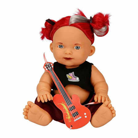 Punkçı Bebek Figürü 25 cm - Kırmızı Saçlı