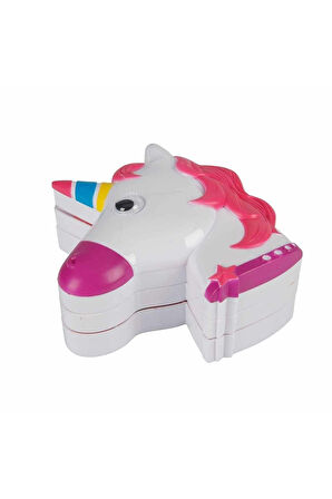 Pretty Pinky Unicorn Şekilli 4 Katlı Makyaj Seti Ponny Sürülebilir Güzellik Ve Makyaj Seti