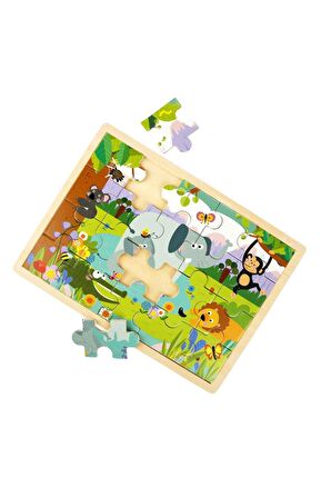 Doğal ve Eğitici: 20 Parça Vahşi Hayvanlar Ahşap Puzzle