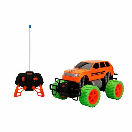 1:18 Uzaktan Kumandalı Neon Jumbo Weels USB Şarjlı Araba 26 cm. - Sarı Jeep