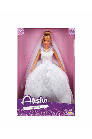 Alisha Gelinlikli Bebek 29 cm – Pırıltı İşlemeli Kabarık Gelinlikli Oyuncak Bebek