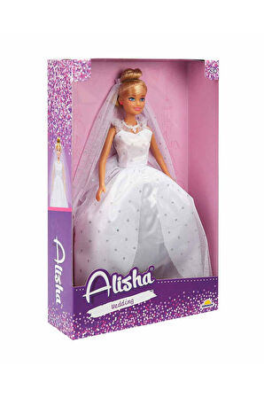 Alisha Gelinlikli Bebek 29 cm – Pırıltı İşlemeli Kabarık Gelinlikli Oyuncak Bebek